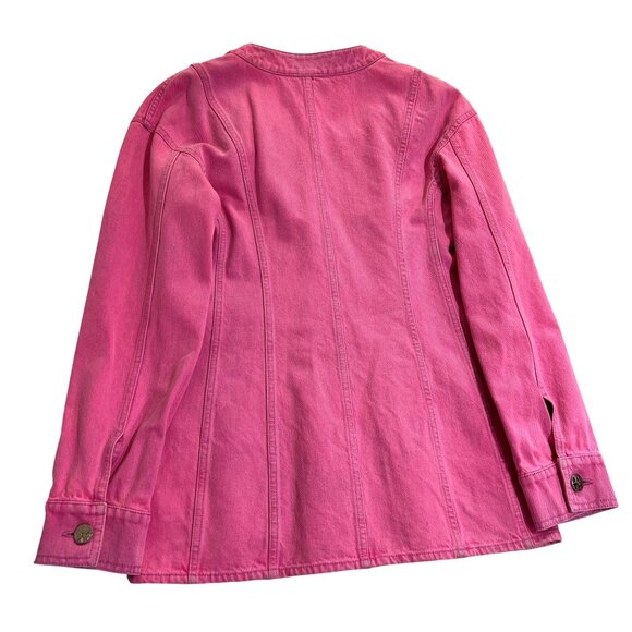 Chanel Hot Pink Denim Jacket With Removable Camelia Rosettes - Picture 5 of 6